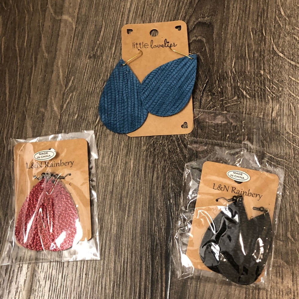 3 pairs of never worn/opened leaf style earrings